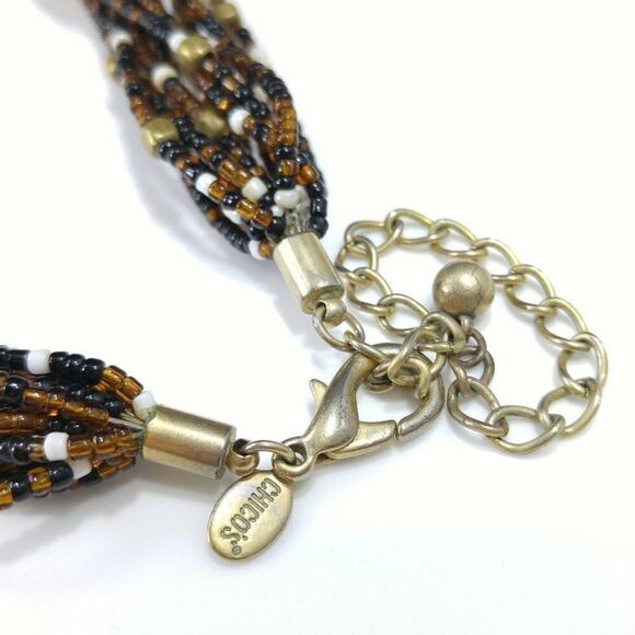 Chico's Boho Seed Bead Glass Multi-strand Necklace, Multicolored Natural Tones - Picture 3 of 9